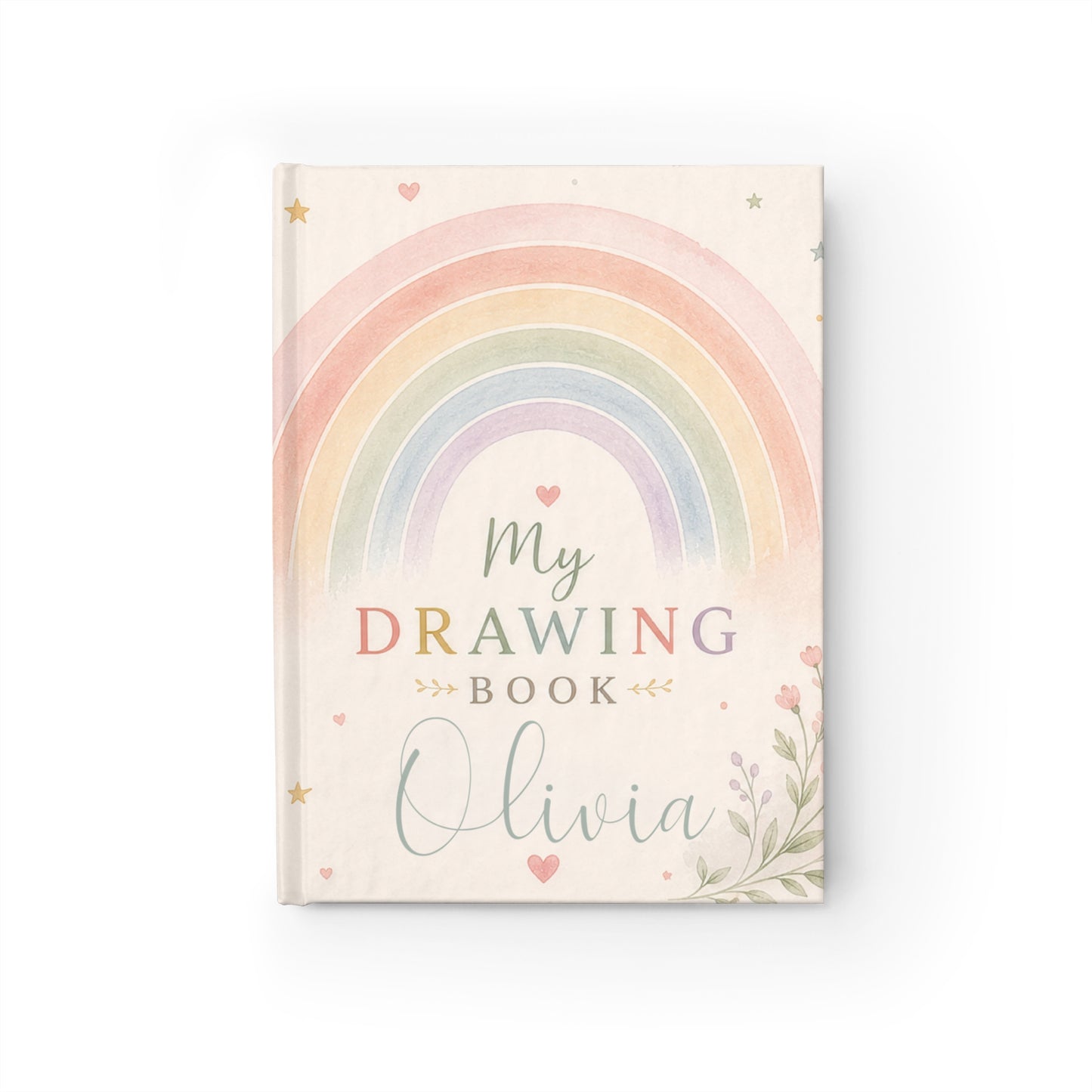 Personalised Drawing Book for Kids | Custom Name Sketchbook | Rainbow Kids Notebook | Blank or Lined Journal | Gift for Girls | Spiral Notebook Option