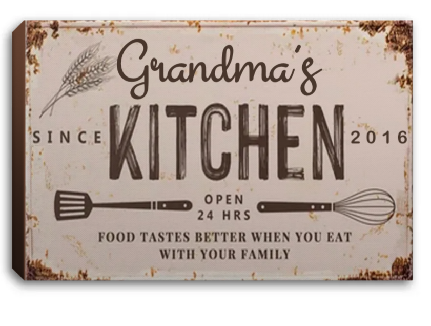 Kitchen Sign Landscape Canvas 0.75in Frame, Add your name, year