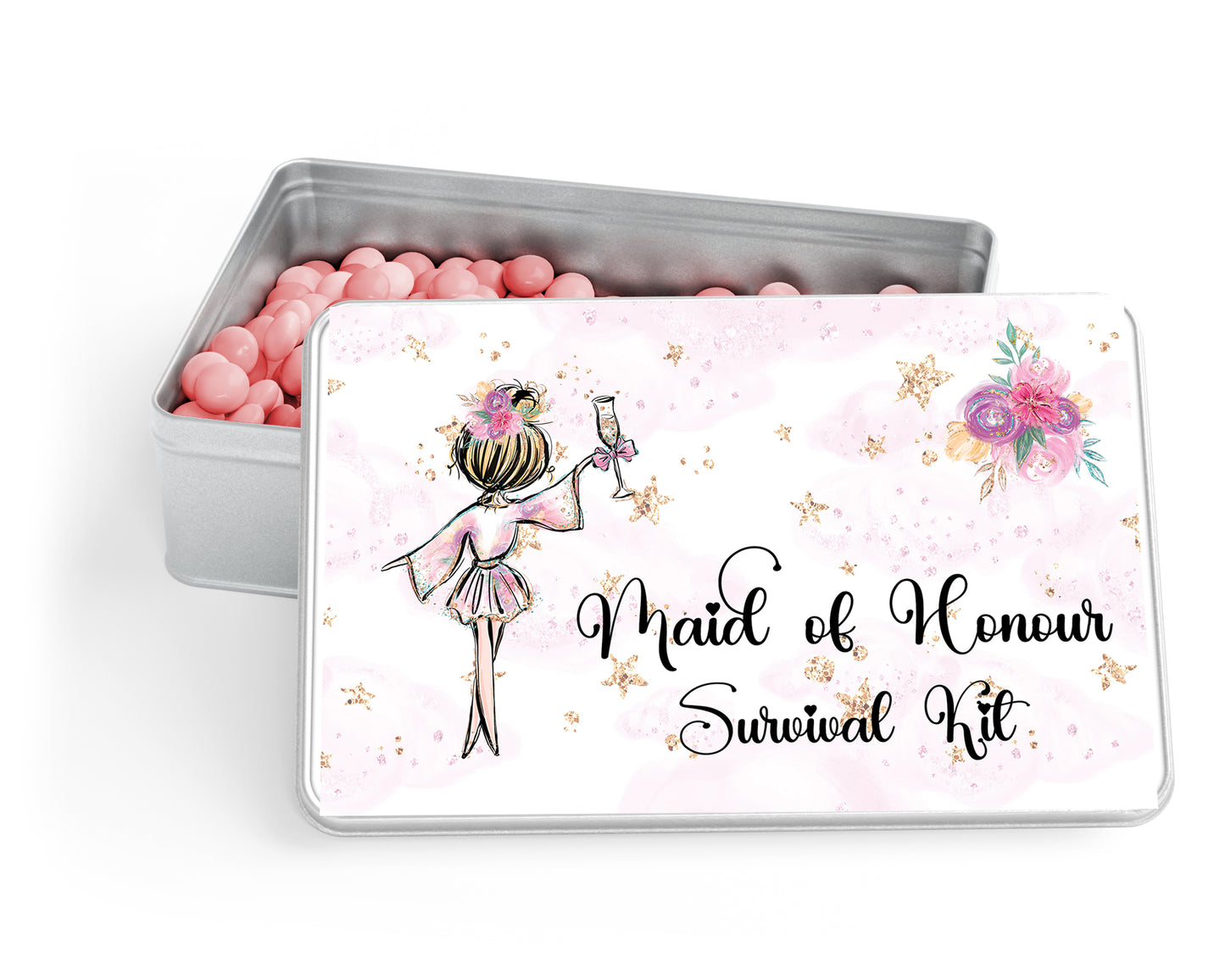 Personalised Storage Tin, Maid of Honour Survival Kit