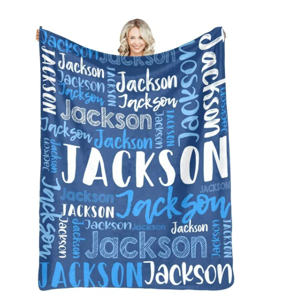 Personalized Name Flannel Blanket For Girls And Boys Customized Baby Blanket Letter Monochrome Fleece Birthday Gift