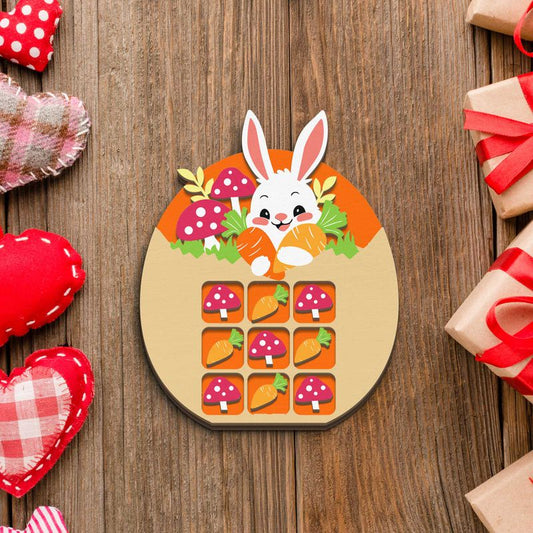 Personalised Wooden Tic Tac Toe Board – Playful & Stylish Décor, Playful Easter Design