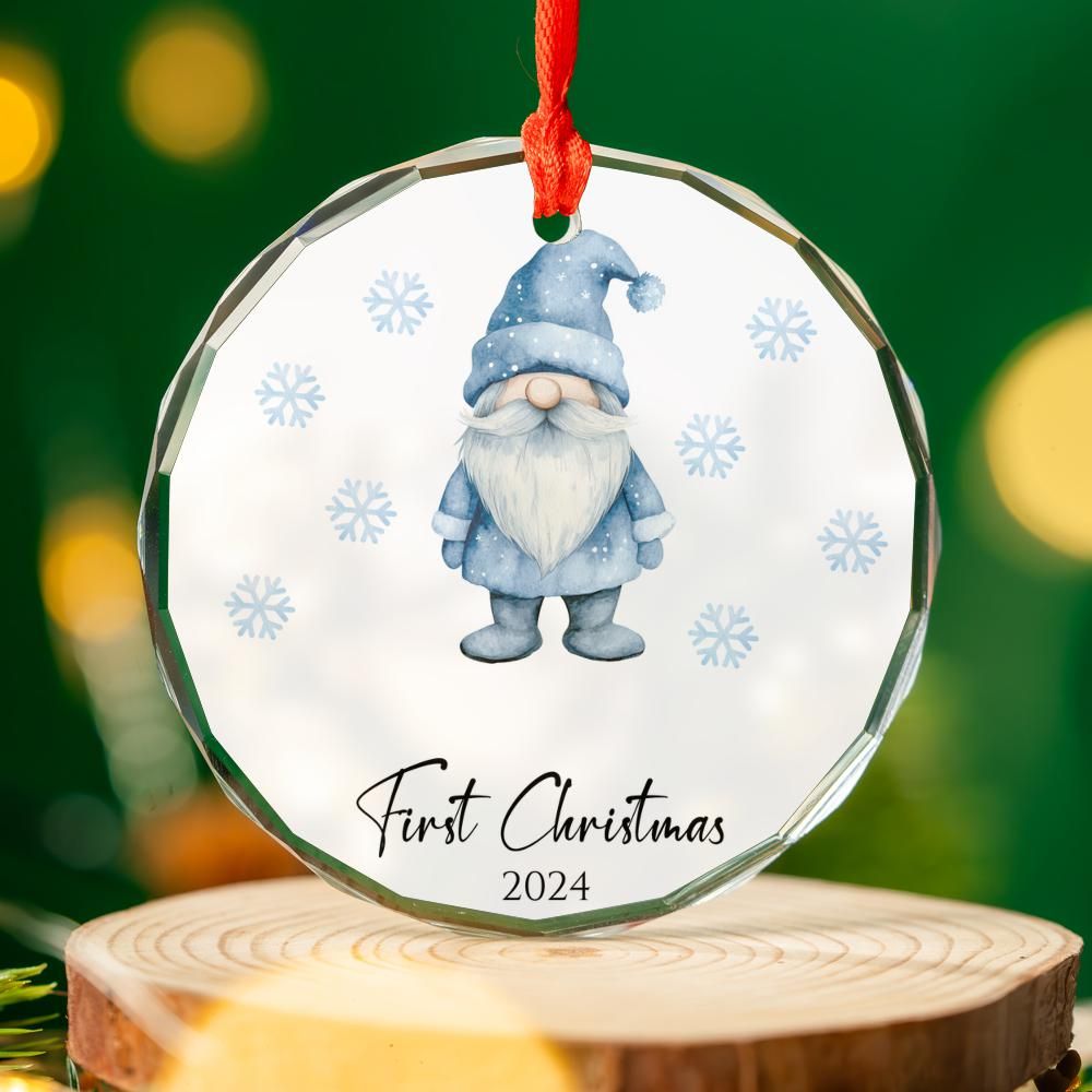 Blue Gnome First Christmas Ornament