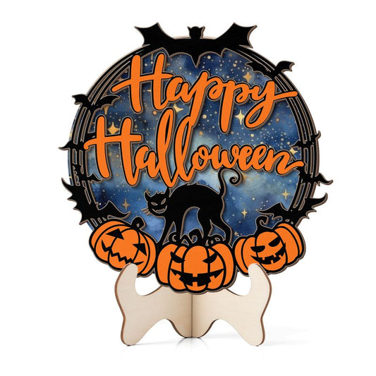 Custom Shape 2-layer Wooden Sign Halloween