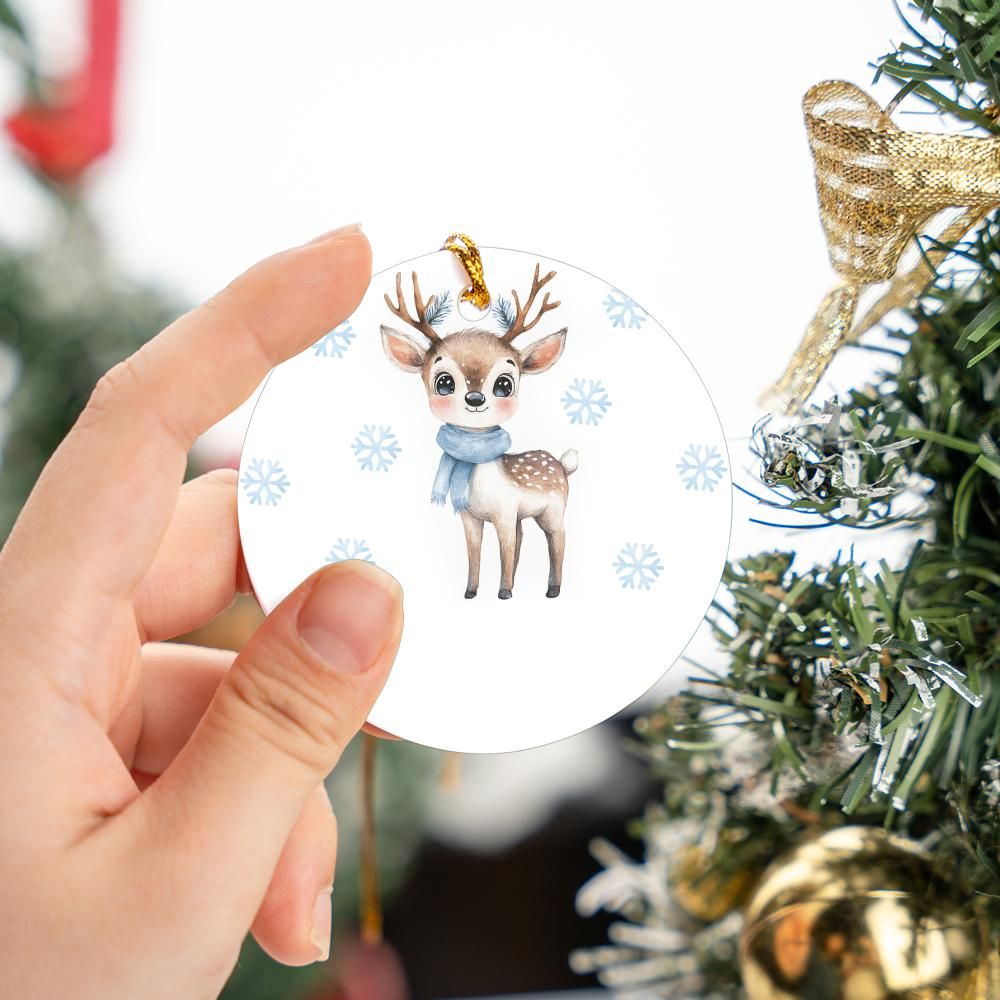 Blue Deer Christmas Ornament