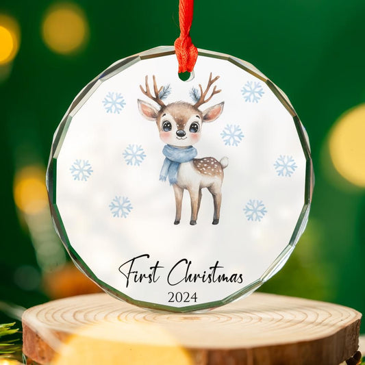 Blue Deer First Christmas Ornament