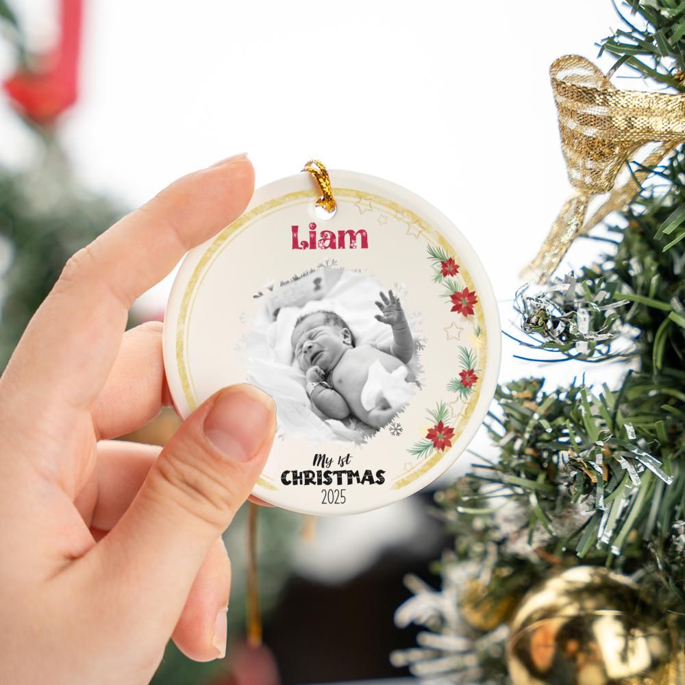Glass Ornament My 1st_Christmas Photo Personalised Christmas Ornament
