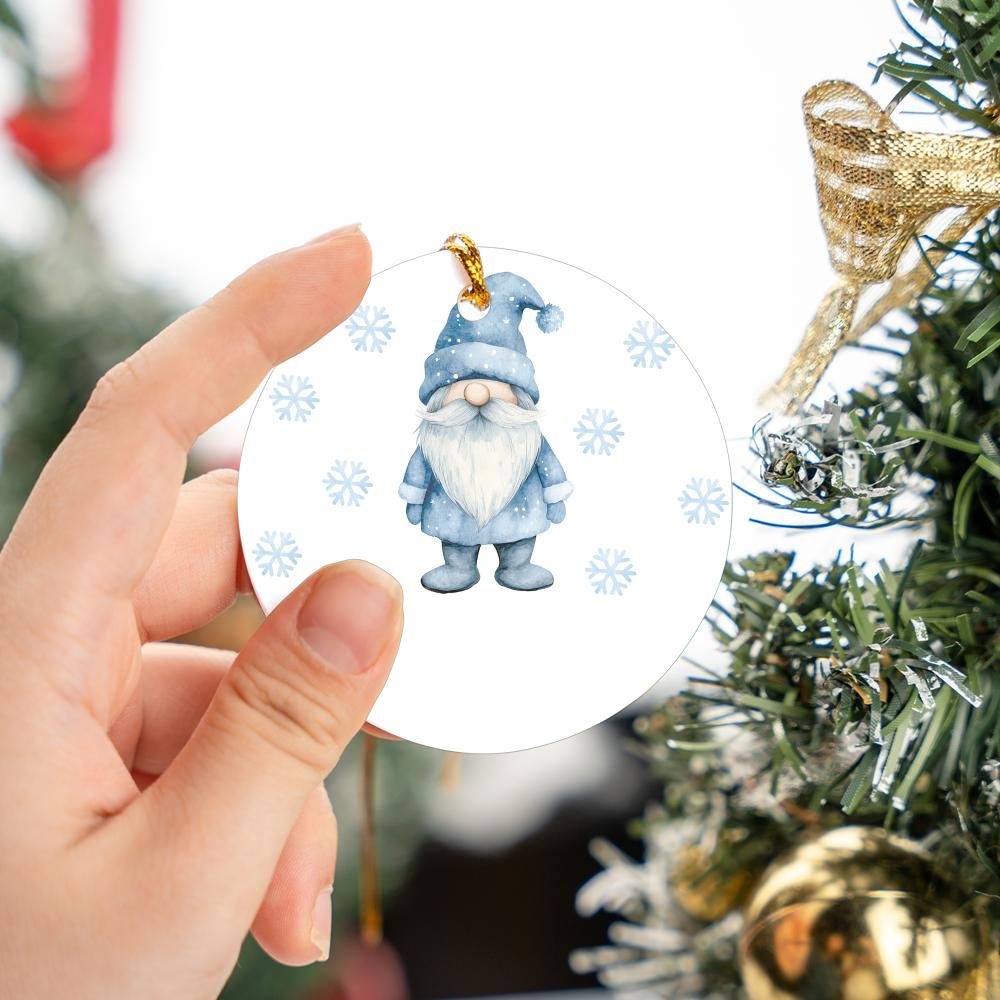 Blue Christmas Gnome Christmas Ornament