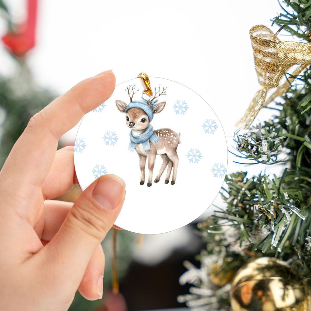 Blue Deer Christmas Ornament