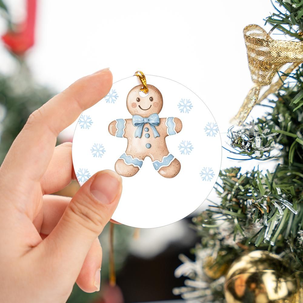 Blue Gingerbread Christmas Ornament