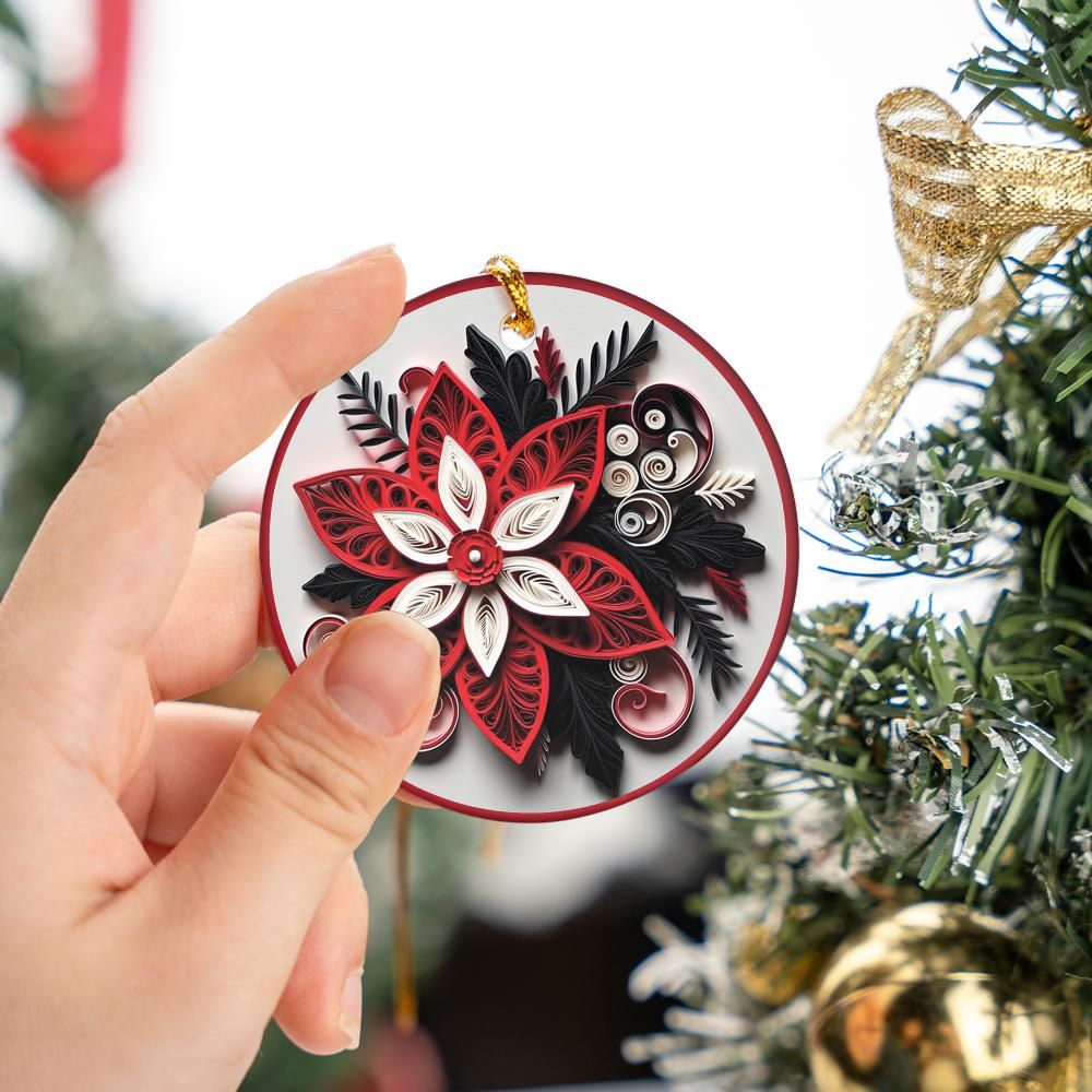 Christmas Ornament Poinsettia Flowers 3