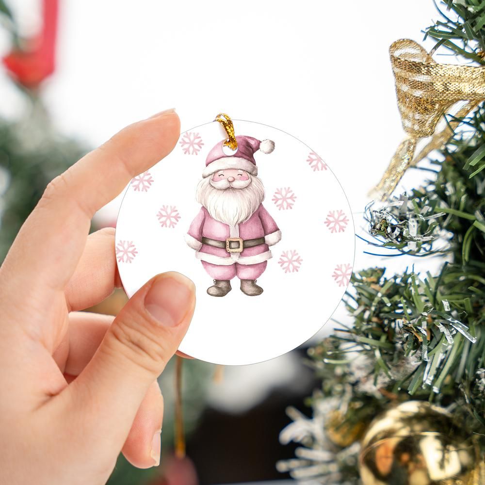 Pink Christmas Santa Christmas Ornament