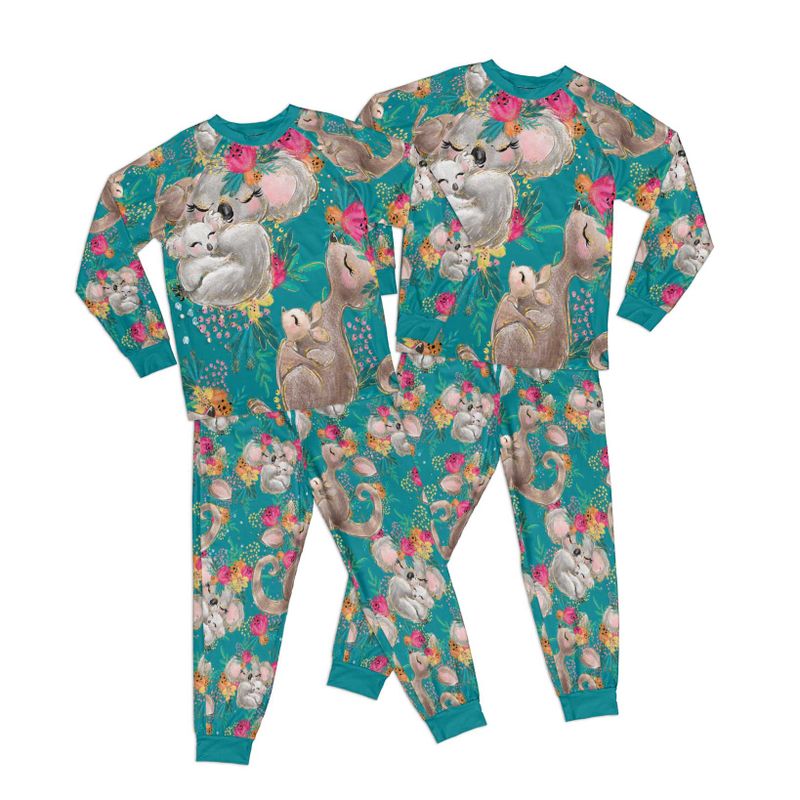 Australian Animals Koala and Kangaroo Adult Pajamas Set Matching