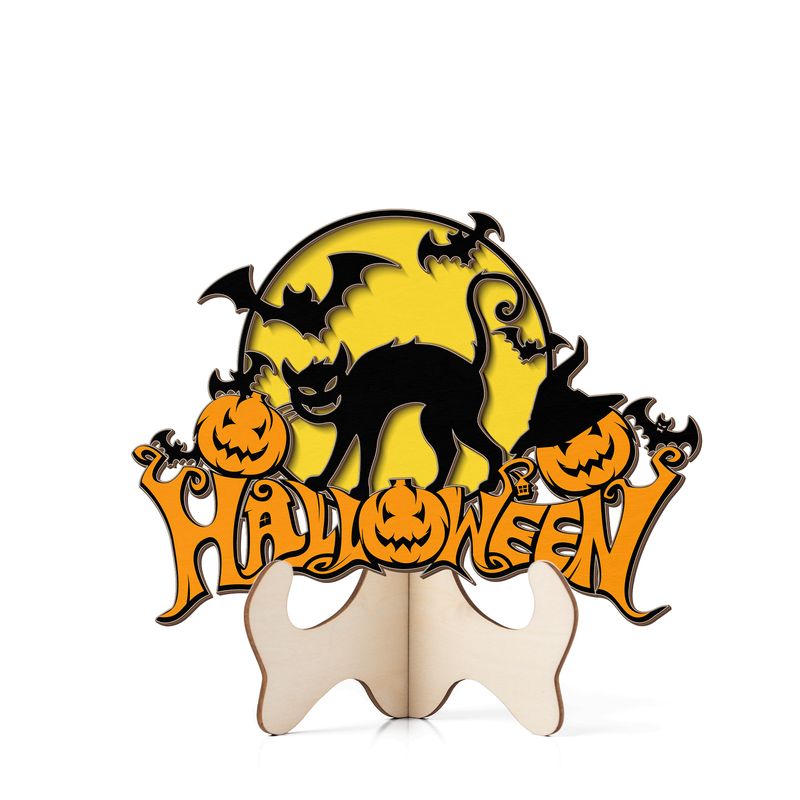 Custom Shape 2-layer Wooden Sign Happy Halloween