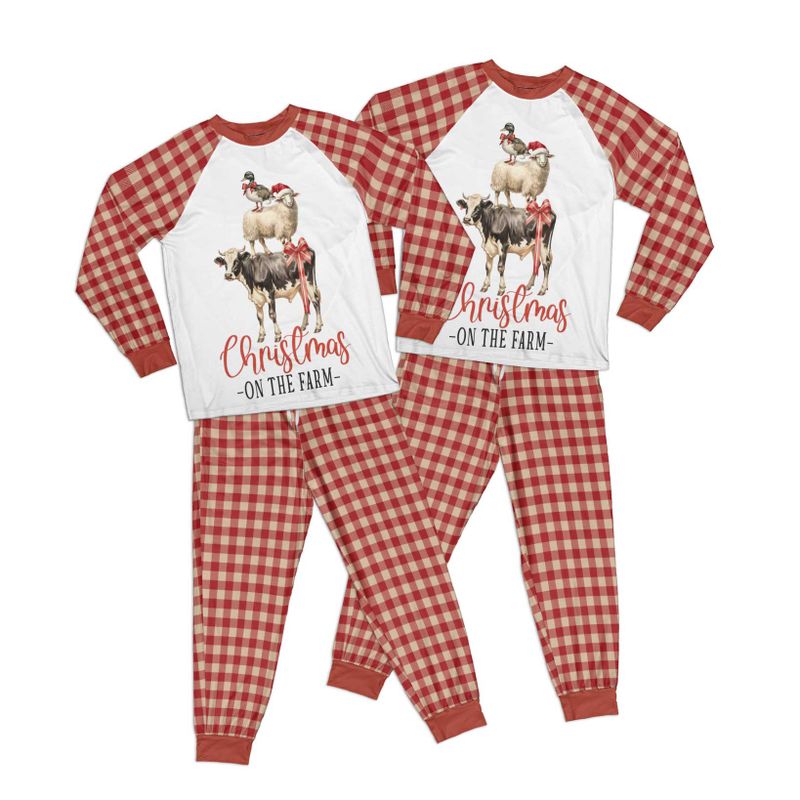 Country Christmas on the farm Adult Pajamas Set Matching