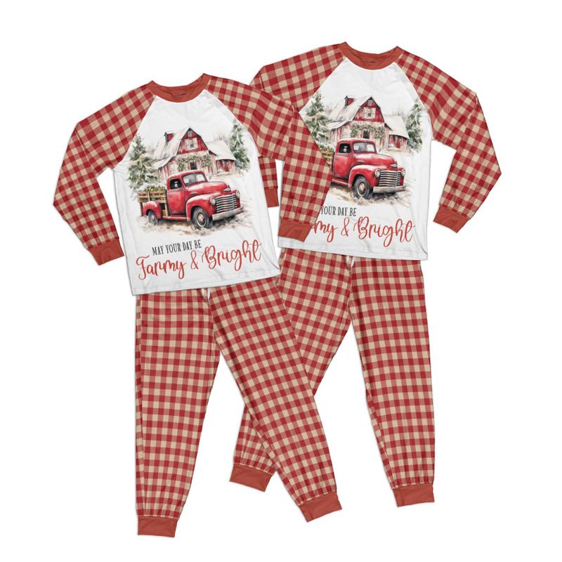 Country Christmas May Your Day be Farmy and Bright Kid Pajamas Set Matching