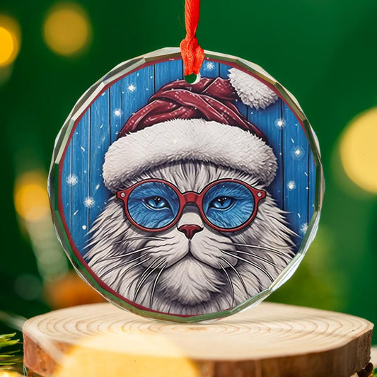 Christmas Ornament Cat Blue