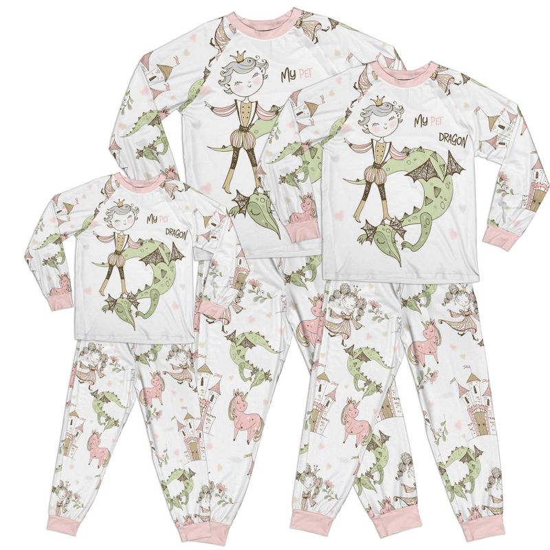 Whimsical Fairytale Prince My Pet Dragon Kids Pajamas Set Matching