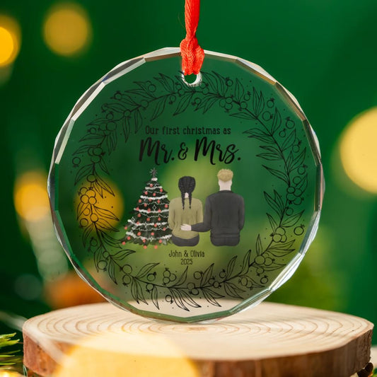 Glass Ornament Our First Christmas as Mr & Mrs