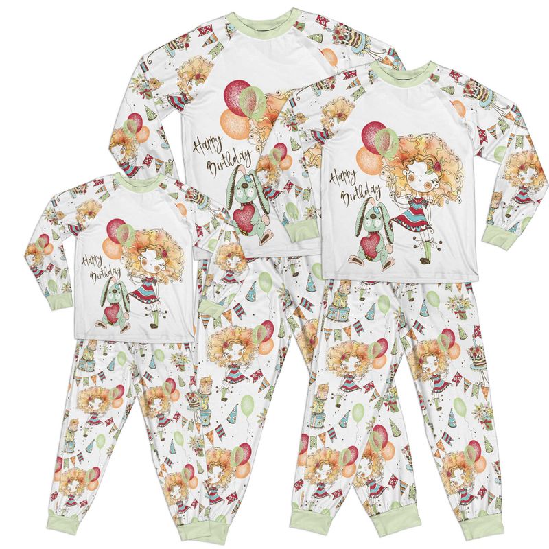 Whimsical Mystical Girl Happy Birthday Kid Pajamas Set Matching