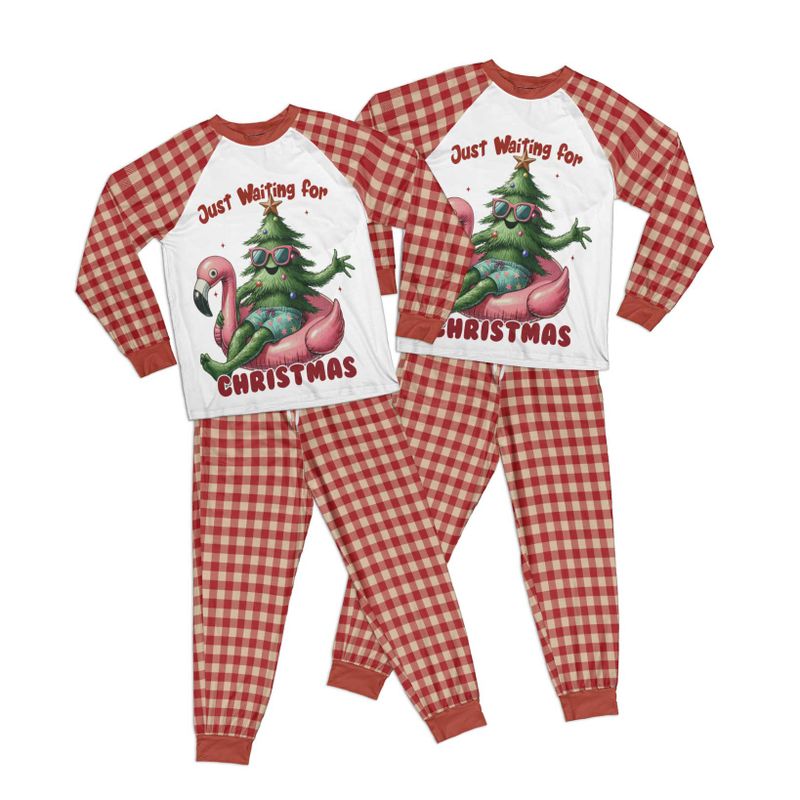 Flamingo Just waiting for Christmas Adult Pajamas Set Matching