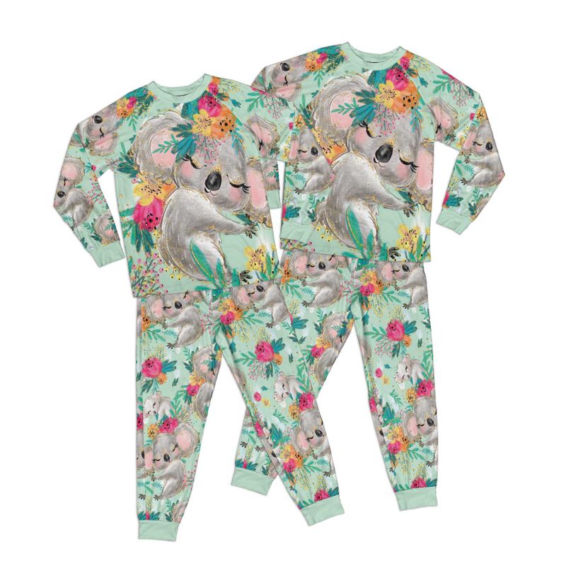 Australian Animals Koala Mint Adult Pajamas Set