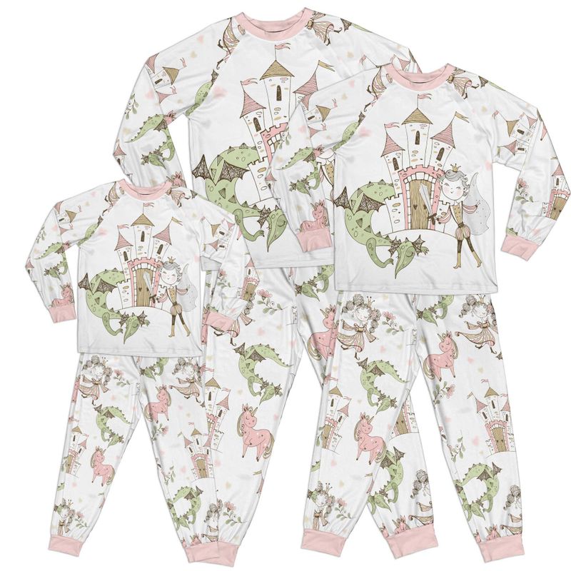 Kid Pajamas Set Matching Whimsical Fairytale Prince Dragon