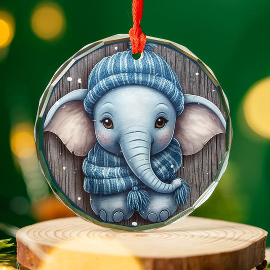 Christmas Ornament Elephant Blue