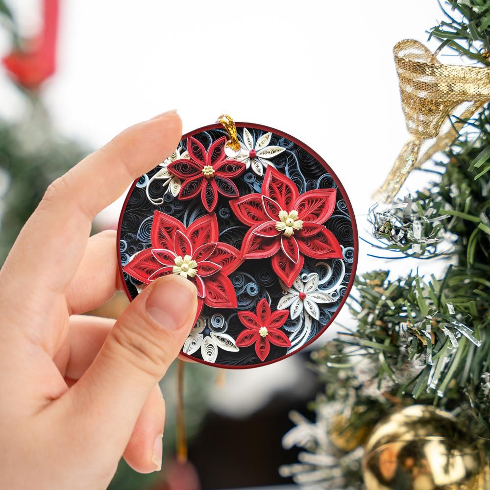 Christmas Ornament Poinsettia Flowers 1