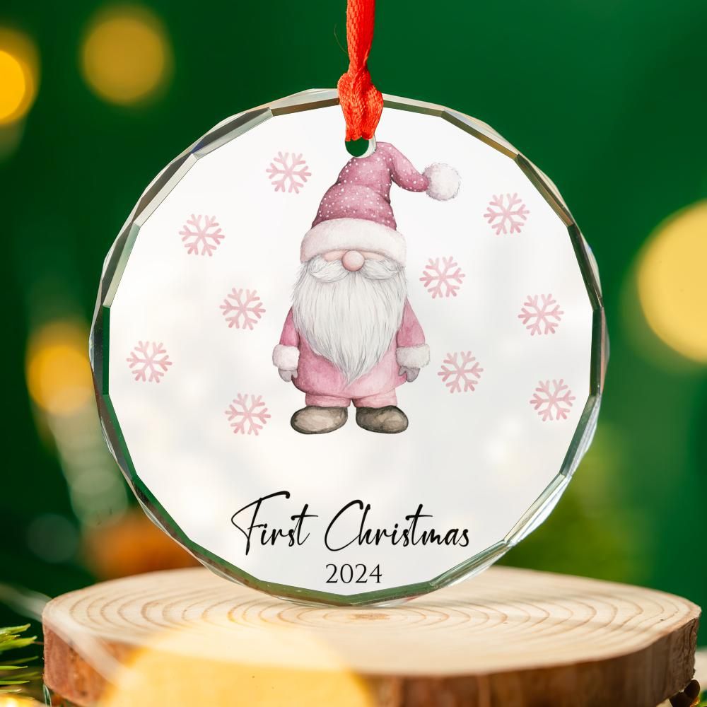 Pink Christmas Gnome First Christmas Christmas Ornament