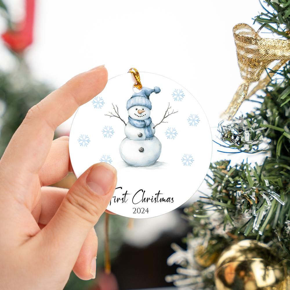 Blue Snowman First Christmas Ornament