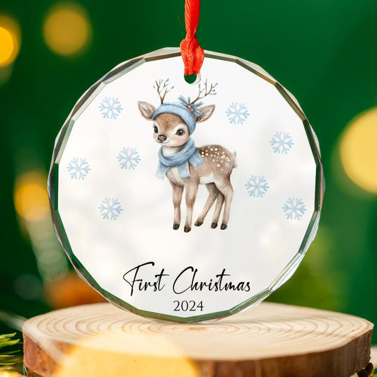 Blue Deer First Christmas Ornament