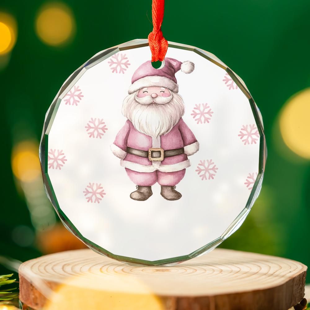 Pink Christmas Santa Christmas Ornament