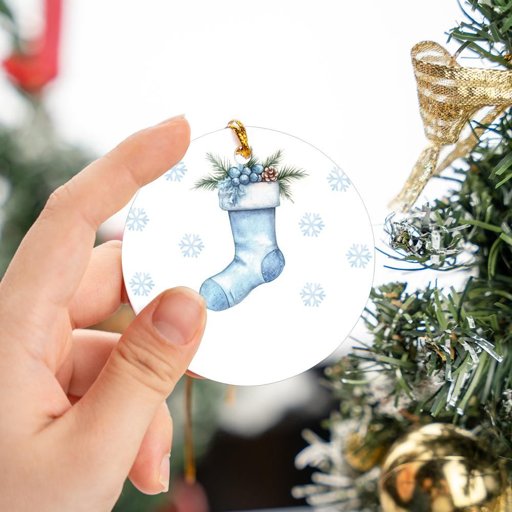 Blue Stocking Christmas Ornament