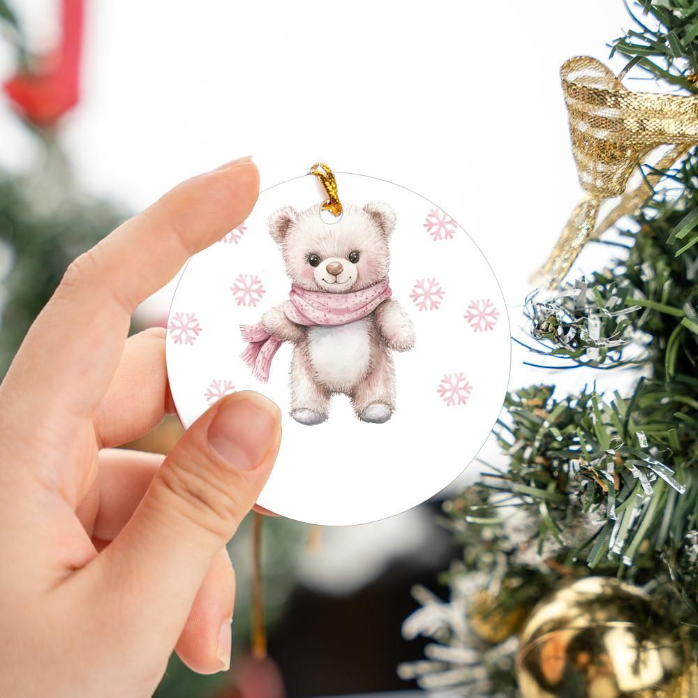 Pink Bear Christmas Ornament