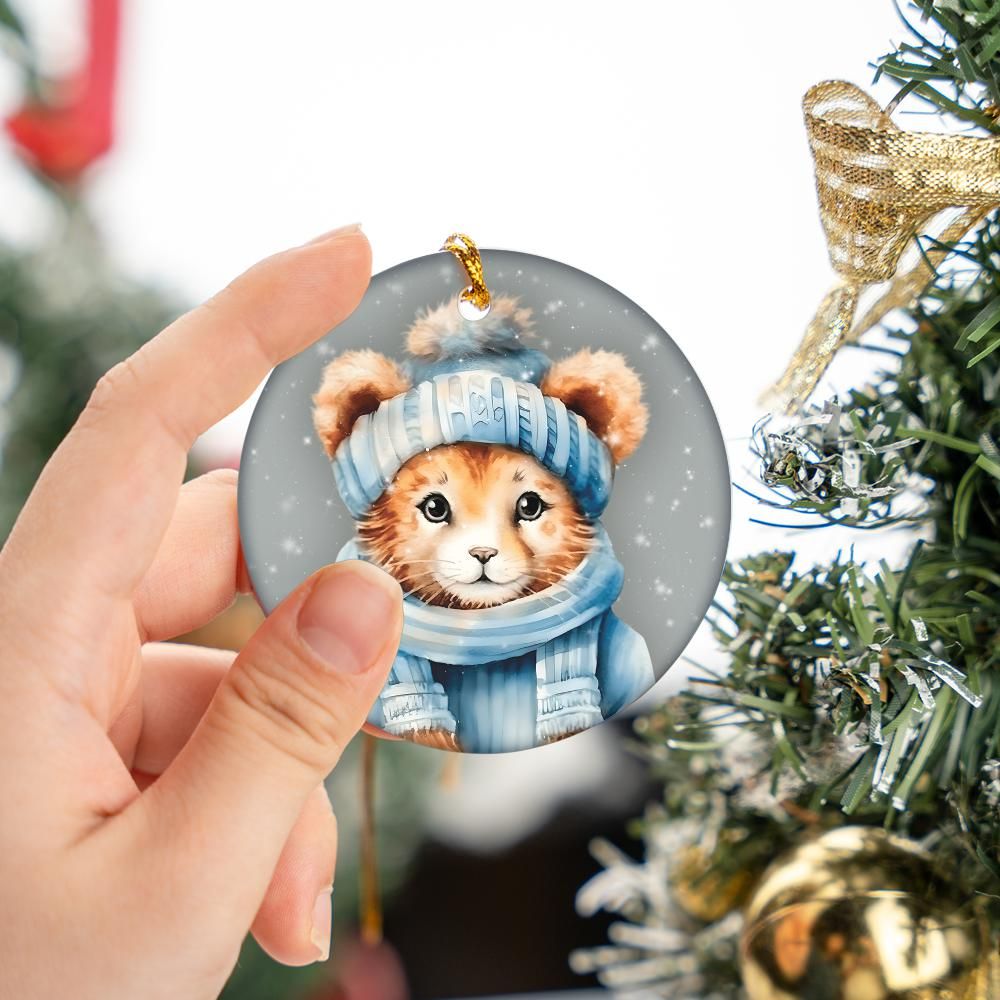 Christmas Ornament Fox Blue