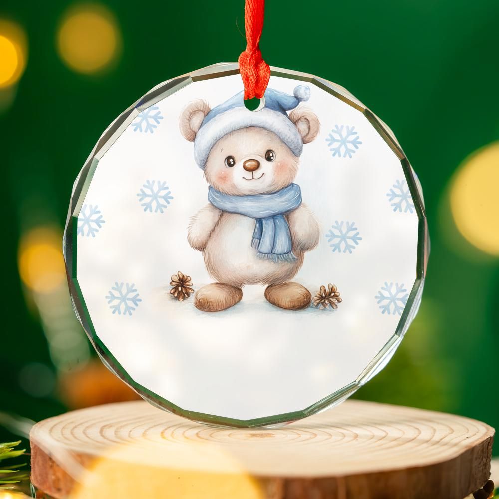 Blue Teddy Bear Christmas Ornament