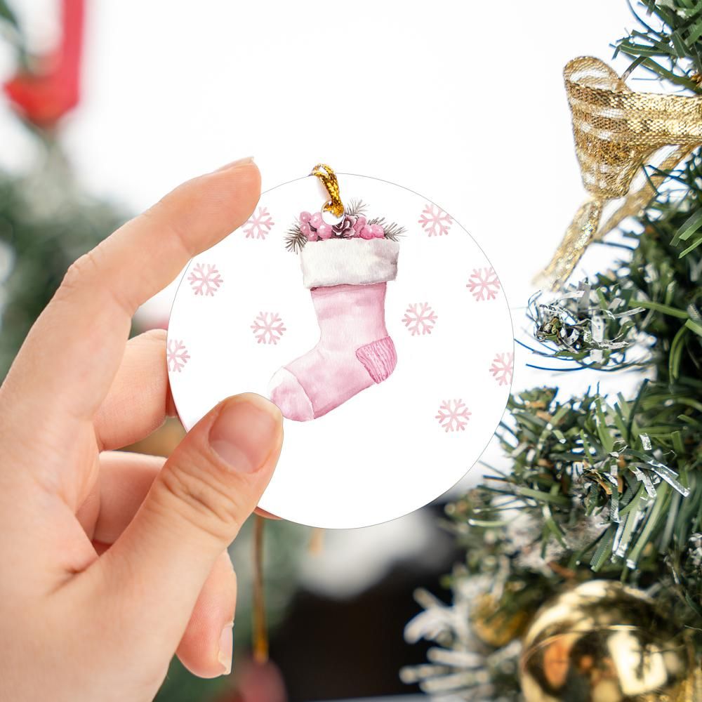 Pink Stocking Christmas Ornament