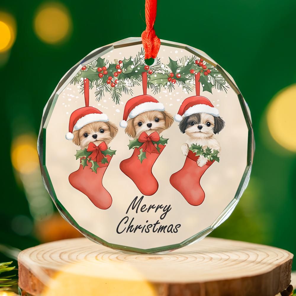 Puppies Merry Christmas Ornament