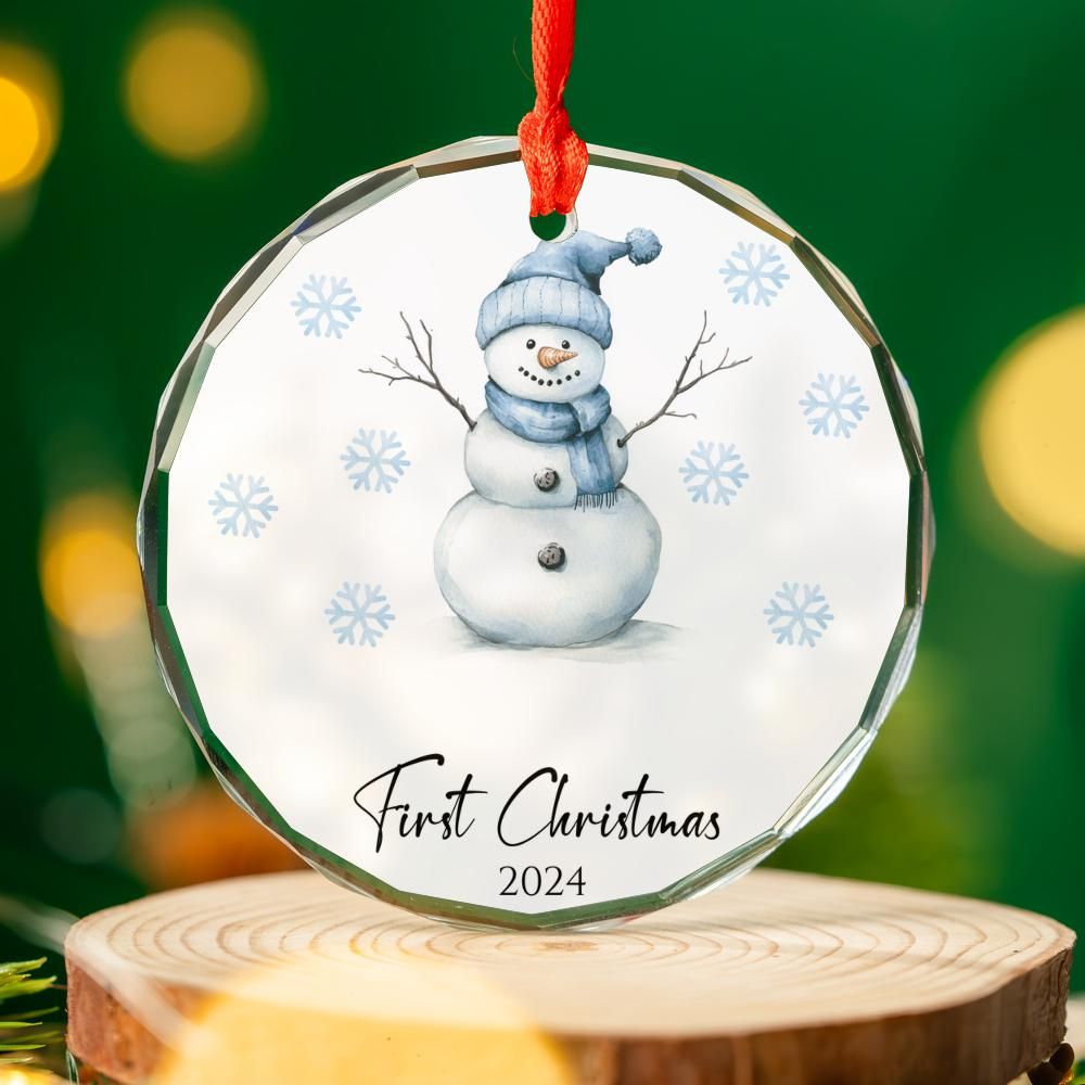 Blue Snowman First Christmas Ornament