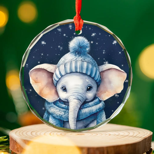 Christmas Ornament Elephant Blue