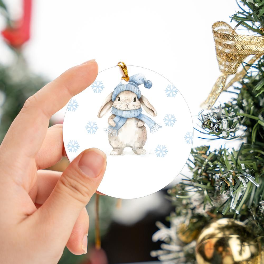 Blue Rabbit Christmas Ornament