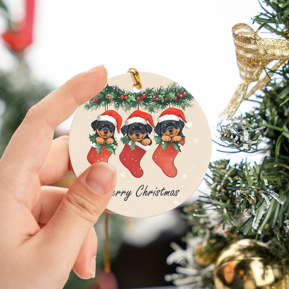 Rottweiler Puppies Christmas Ornament