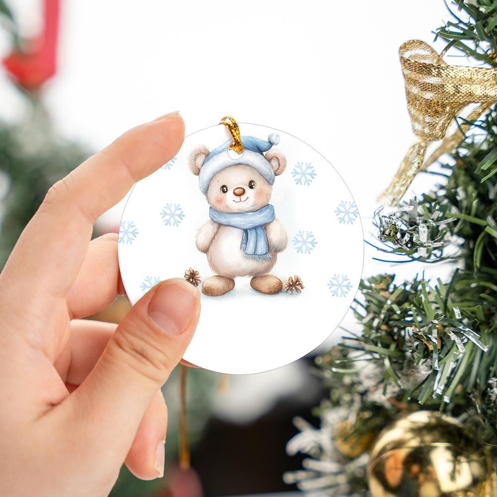 Blue Teddy Bear Christmas Ornament