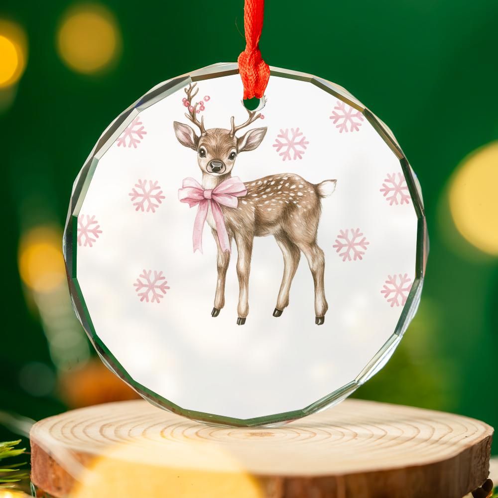 Pink Deer Christmas Ornament