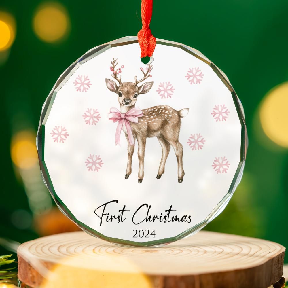 Pink Deer First Christmas Christmas Ornament