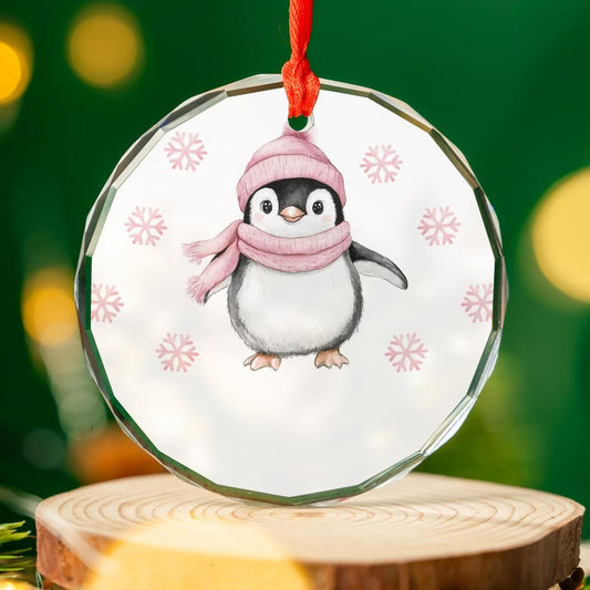 Pink Christmas Penguin Christmas Ornament