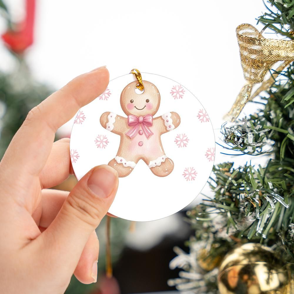 Pink Gingerbread Christmas Ornament