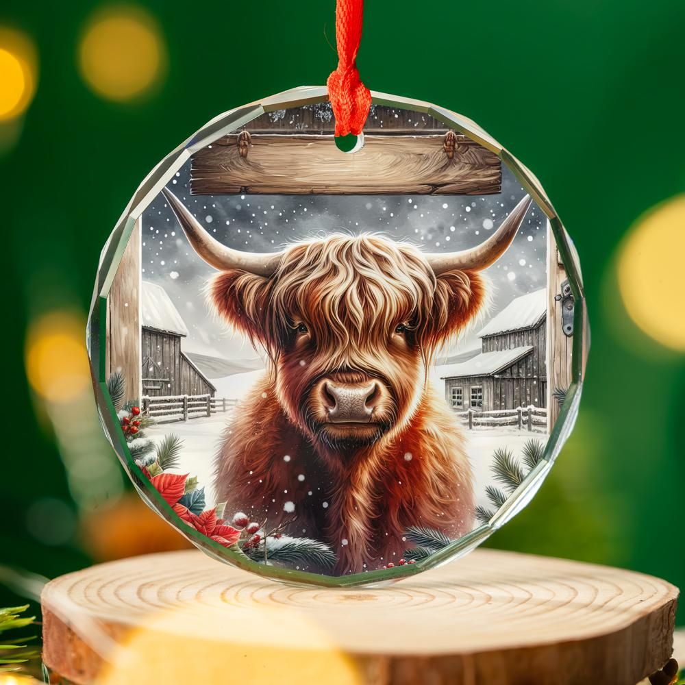 Winter Barn Highland Cow Christmas Ornament