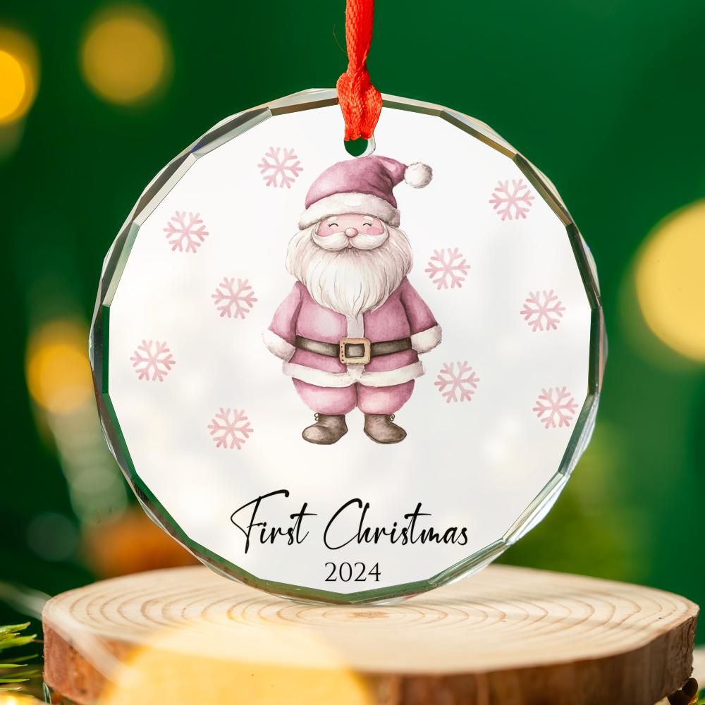 Pink Christmas Santa First Christmas Christmas Ornament