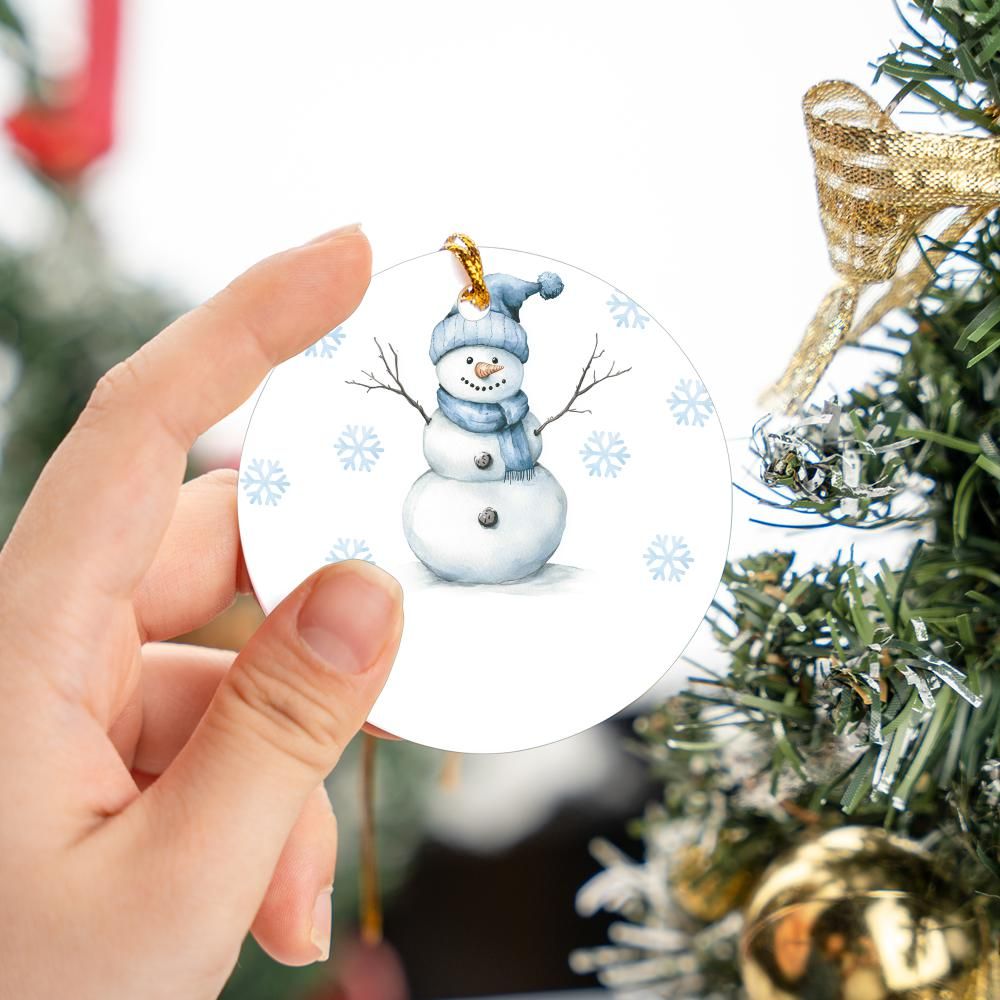 Blue Snowman Christmas Ornament